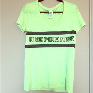 PINK neon yellow size small vneck top