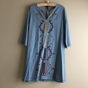 Jean dress with embroidery