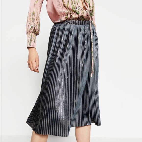 ZARA Pleated Midi Skirt - Picture 1 of 4