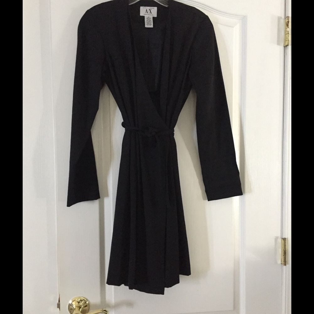 Vintage Armani Exchange Black Long Sleeve Wrap Dress