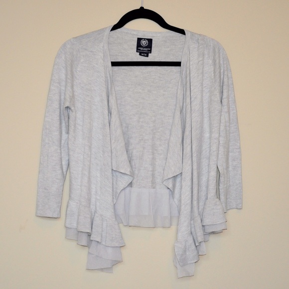 American Eagle Outfitters Grey Ruffle Cardigan - Picture 2 of 3