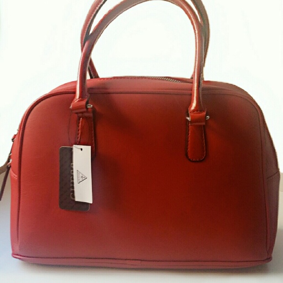 SOLD! ❤️AUTHENTIC GUESS Dome Satchel Handbag Red - Picture 2 of 4