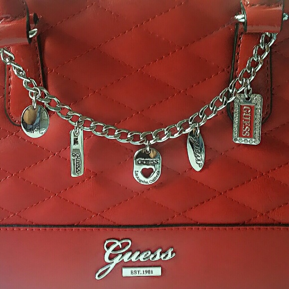 SOLD! ❤️AUTHENTIC GUESS Dome Satchel Handbag Red - Picture 4 of 4