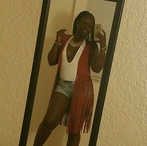 Express Sleeveless Suede Fringe Vest