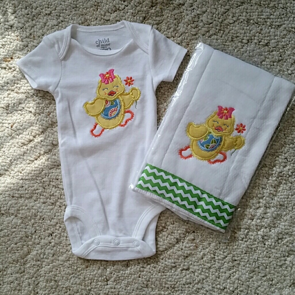 Easter body suit & burp cloth