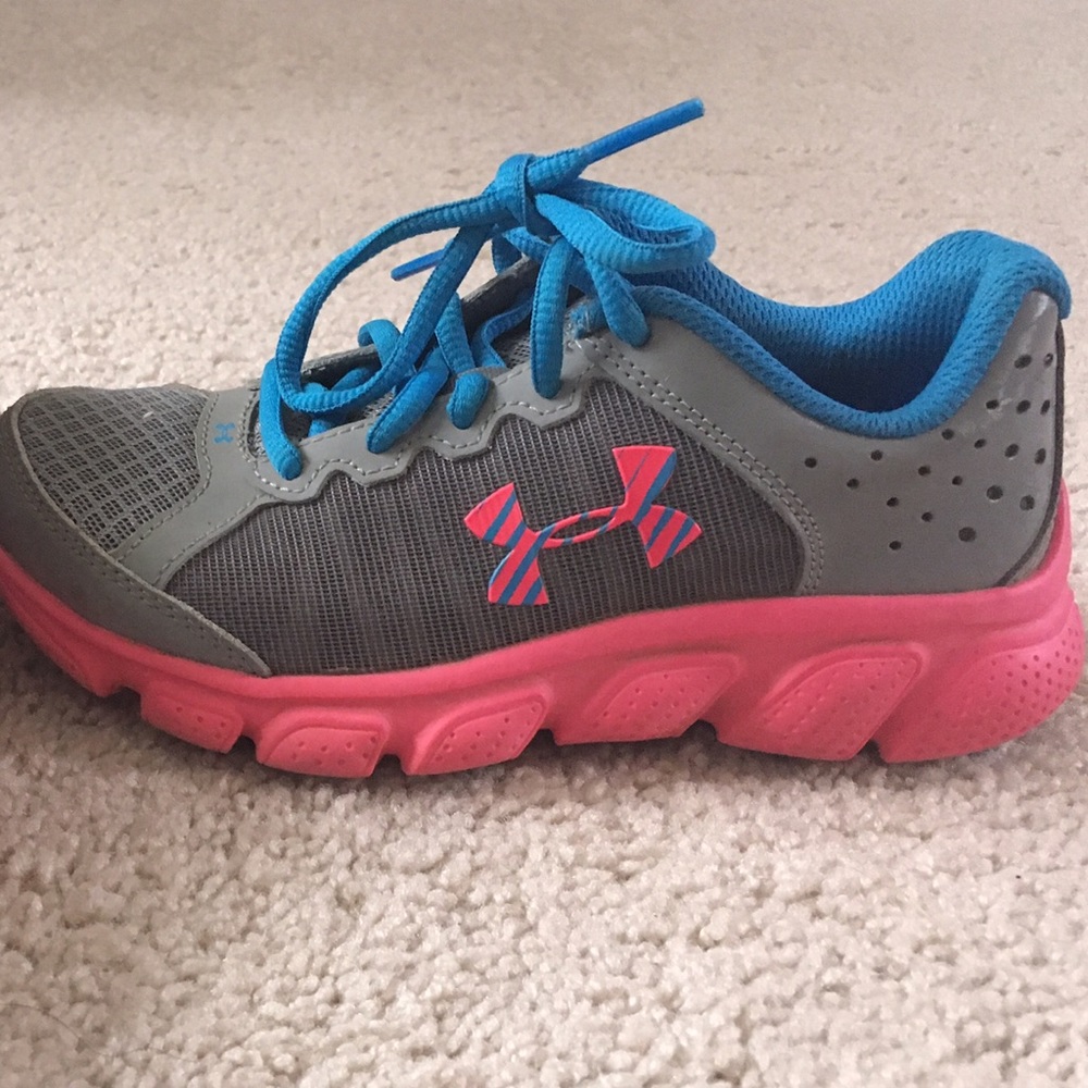 Under armor pink and blue running sneakers