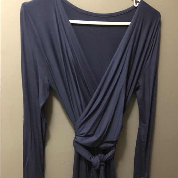 Long sleeve maxi wrap cotton dress - Picture 4 of 6