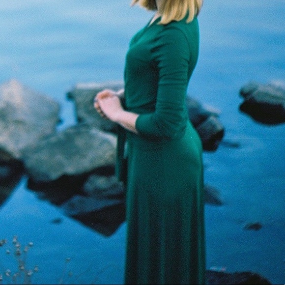 Long sleeve maxi wrap cotton dress - Picture 6 of 6