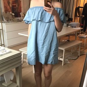 Denim off the shoulder spring / summer dress