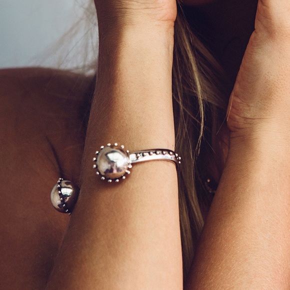 LUV AJ Silver Rococo Open Bangle Bracelet. - Picture 5 of 5