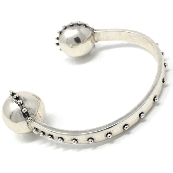 LUV AJ Silver Rococo Open Bangle Bracelet. - Picture 2 of 5