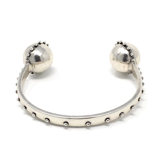 LUV AJ Silver Rococo Open Bangle Bracelet. - Picture 3 of 5