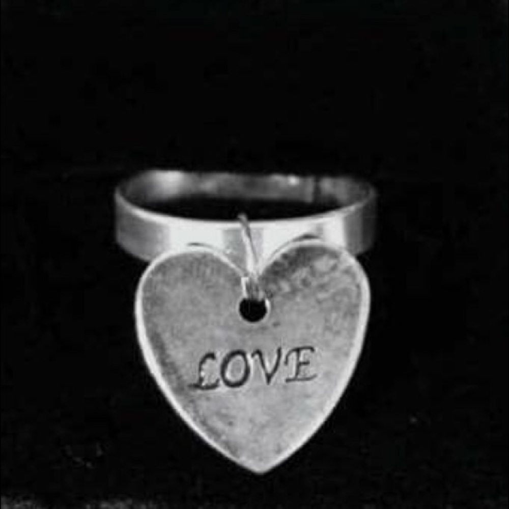THICK GOTH RUSTIC HEART "LOVE" Charm Ring