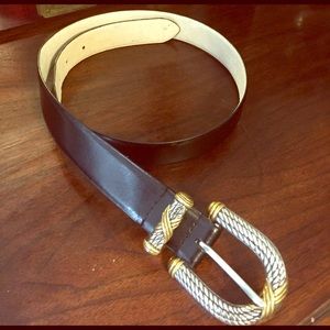 Silver/Gold black leather belt