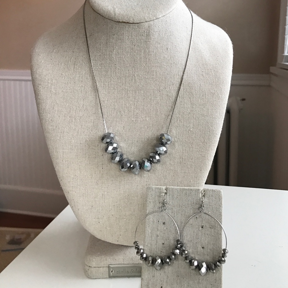 Faceted Brad necklace and earring set