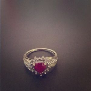 Heart shaped ring red gemstone