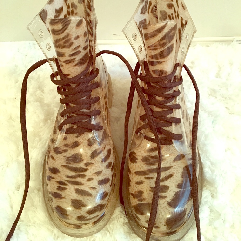 Leopard print rain boots