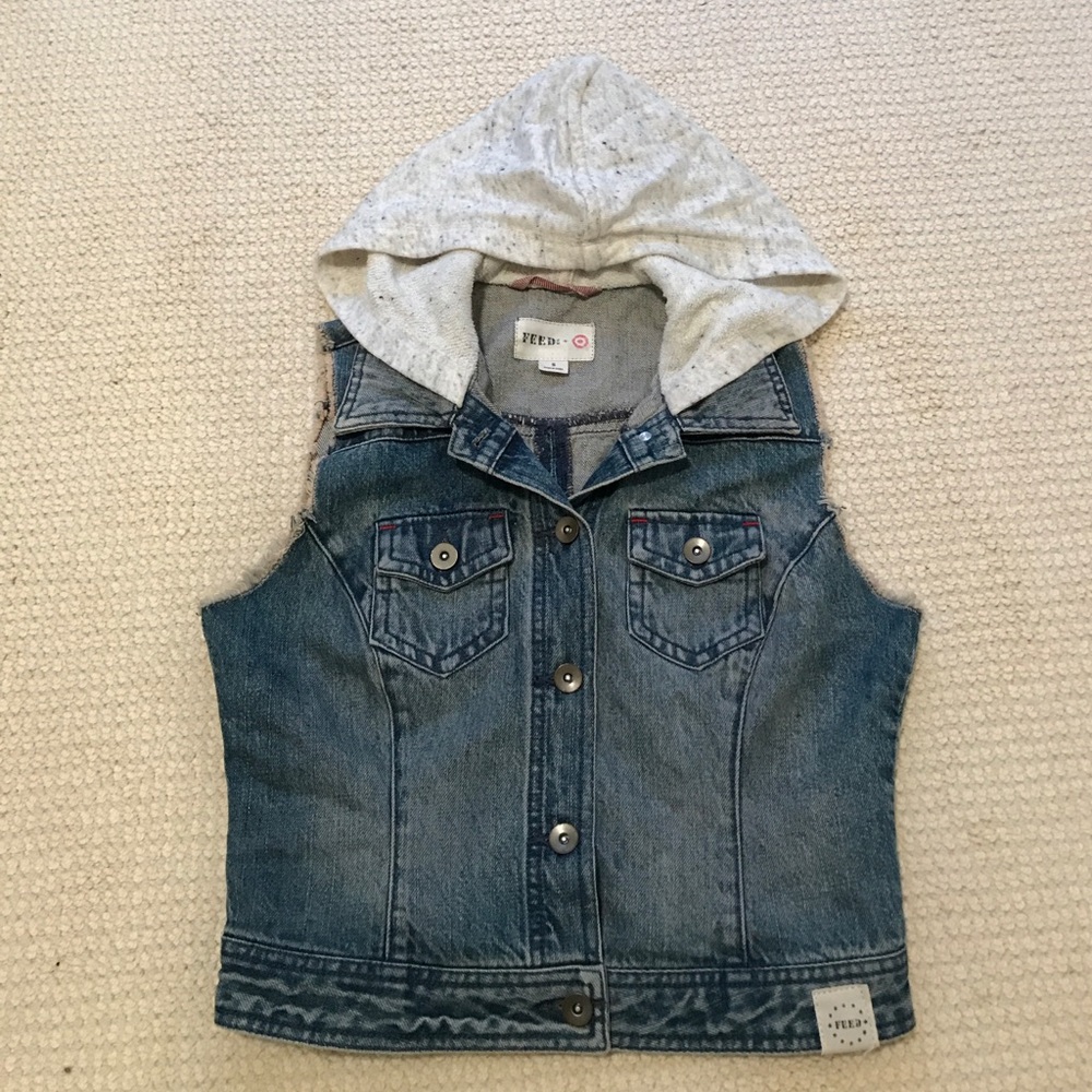 Target + FEED collab denim vest with hood - small