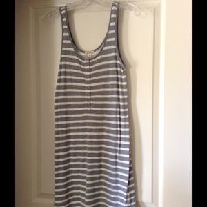 Gap gray tank dress with cream stripes