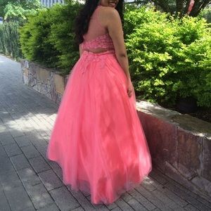 Two piece ball gown prom dress