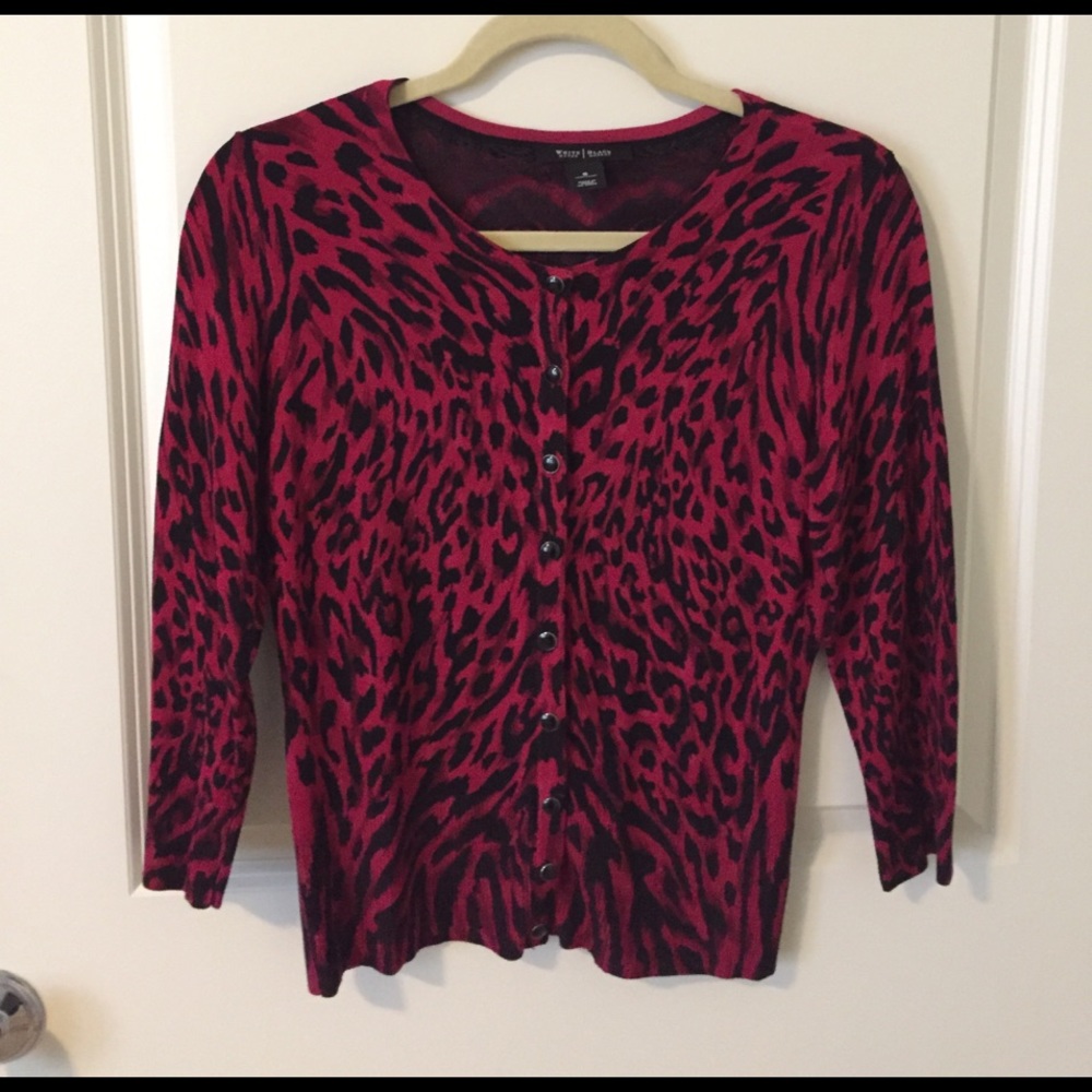 Red and black printed Sweater