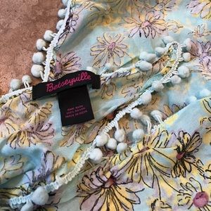 Betsey Johnson Accessories - Betsey Johnson floral scarf w/pom trim Betsey Johnson Accessories - Betsey Johnson floral scarf w/pom trim