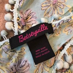 Betsey Johnson Accessories - Betsey Johnson floral scarf w/pom trim Betsey Johnson Accessories - Betsey Johnson floral scarf w/pom trim