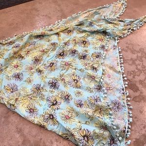 Betsey Johnson Accessories - Betsey Johnson floral scarf w/pom trim Betsey Johnson Accessories - Betsey Johnson floral scarf w/pom trim