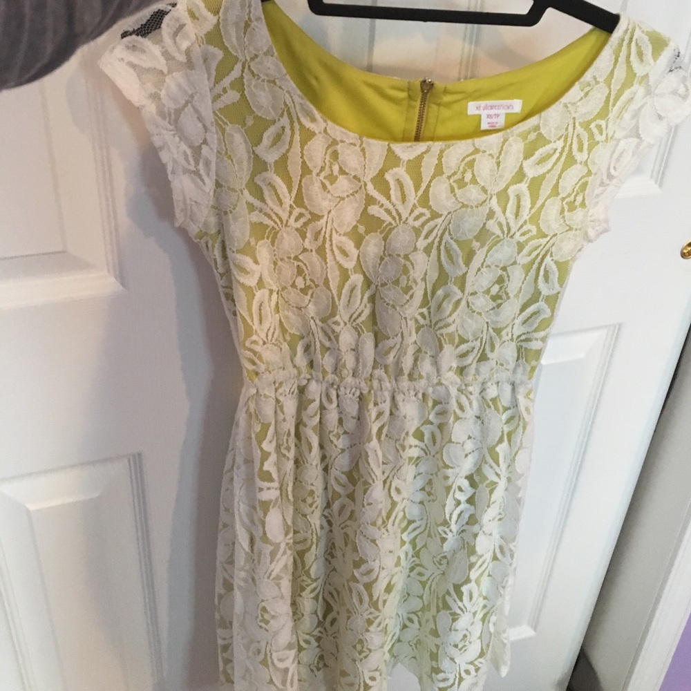 Lime green & lace dress