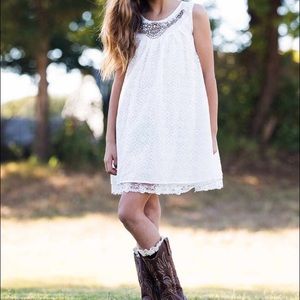 Girl's jeweled lace dress