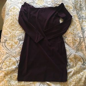 Plum Off-Shoulder Knit Dress