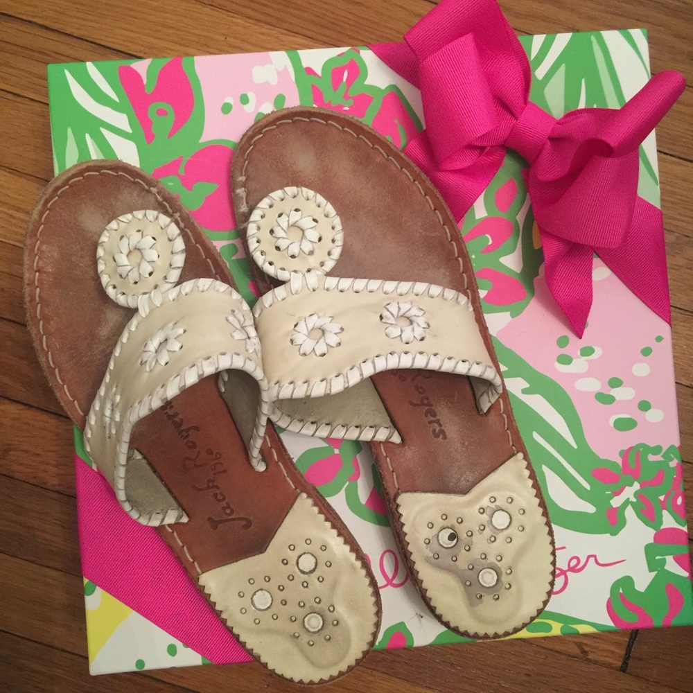 Jack Rogers size 5 sandals, cream and beige