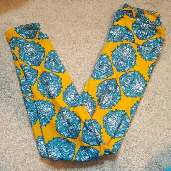 LulaRoe unicorn yellow blue Lion leggings OS nwt - Picture 1 of 1