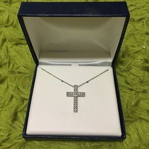 Genuine silver and diamond cross necklace