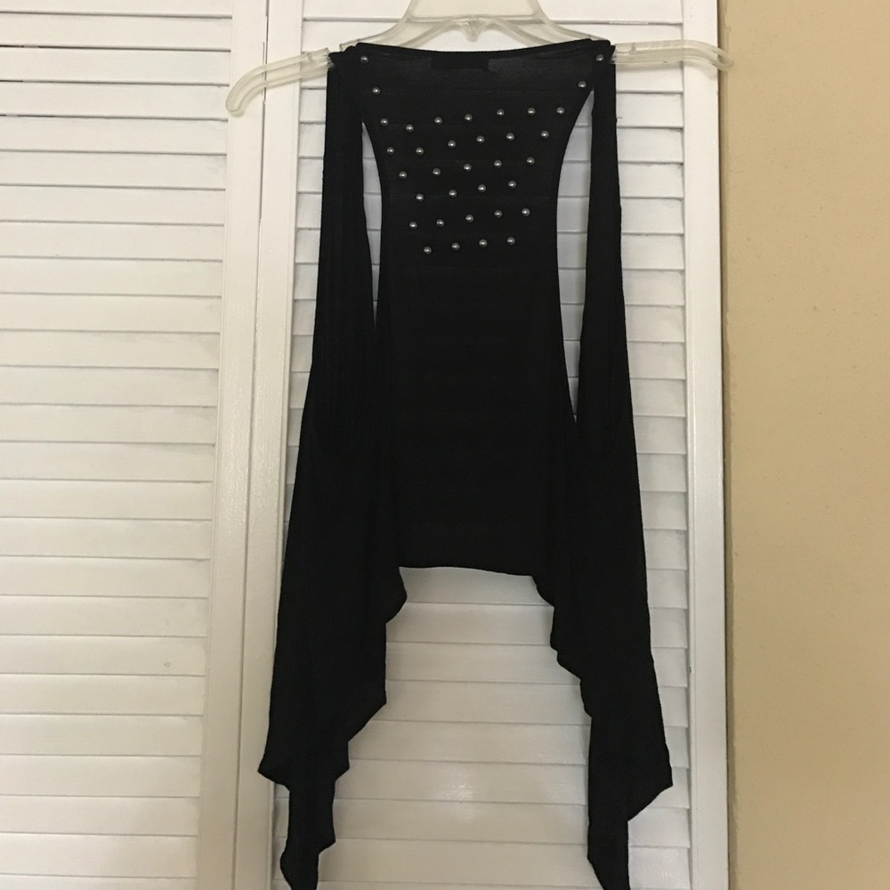 Super Cute high-low Black Vest