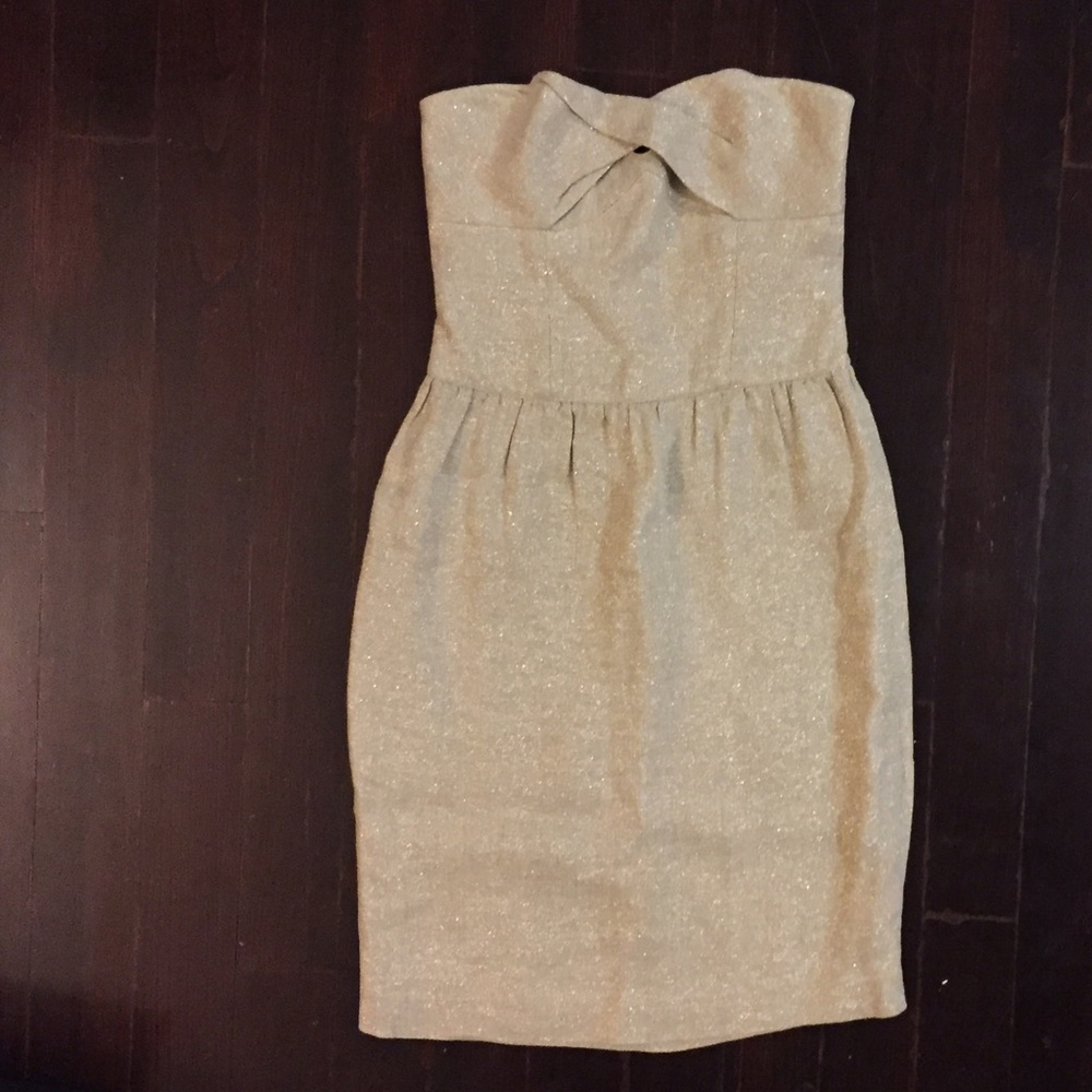 DVF Strapless Gold Linen Dress