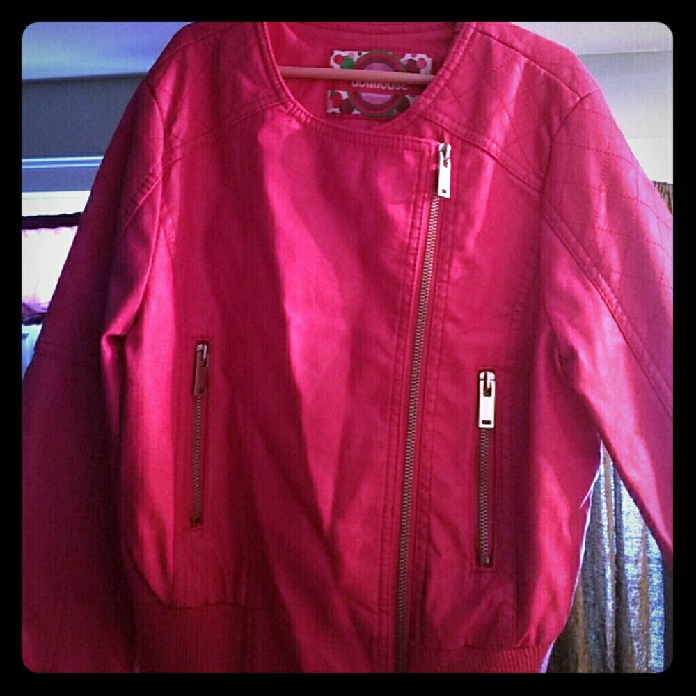 Pink faux leather doll house jacket