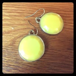 Yellow, circular, dangling earrings