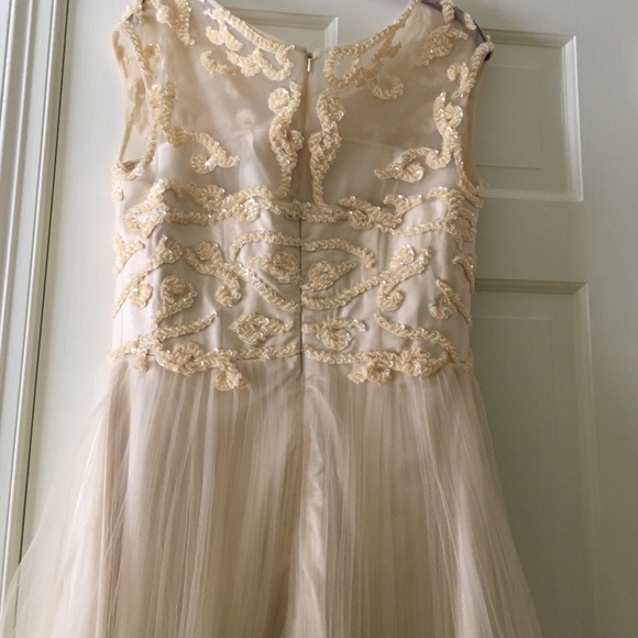 Champagne colored medium length dress - Picture 2 of 5