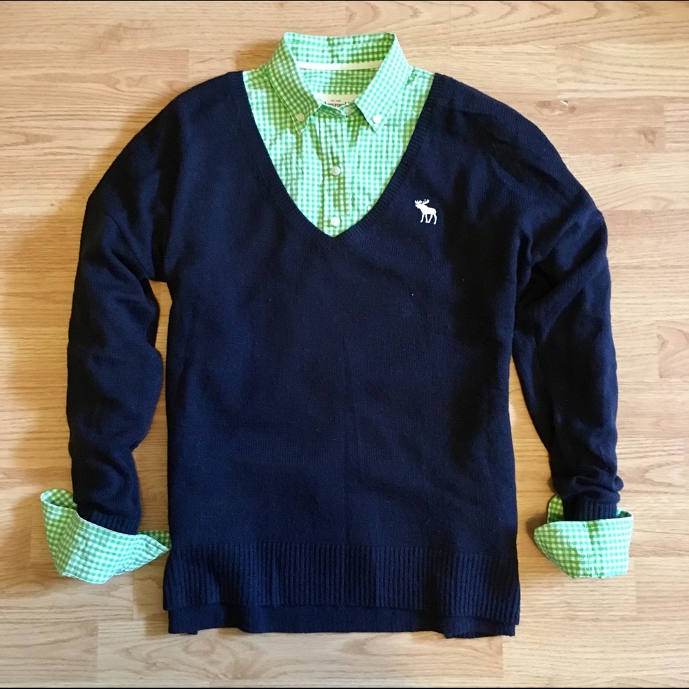Abercrombie & Fitch V-neck Navy Sweater