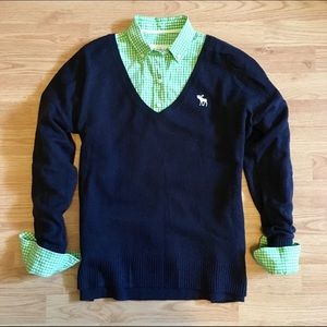Abercrombie & Fitch V-neck Navy Sweater