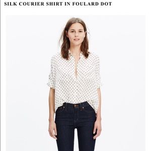 Madewell Courier 100% silk shirt Foulard Dot XS