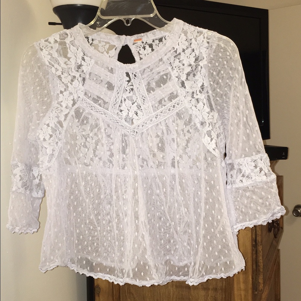 Free People Lavender Lace Top