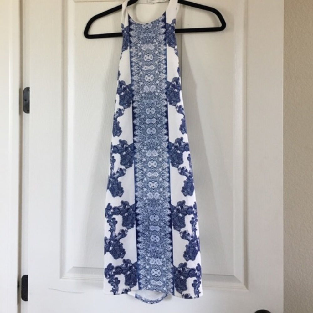 Lulus White and Blue Bodycon