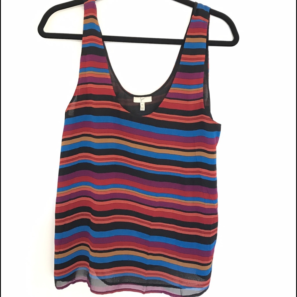 José 100% Silk Multi-Colored Striped Tank Top