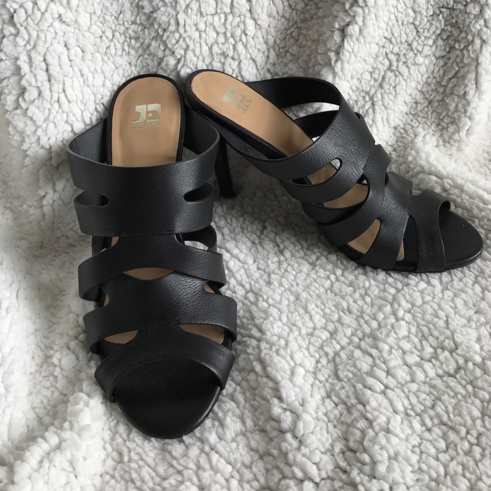 Strappy open toe slide on heels