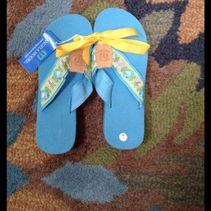 Angela Moore Turquoise Flip Flops