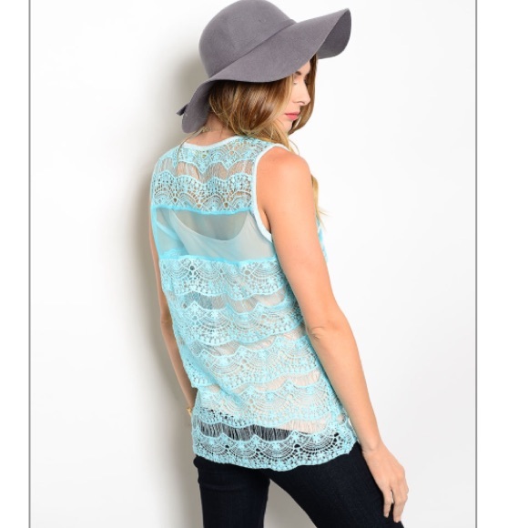 New boutique sexy blue lace top - Picture 2 of 2