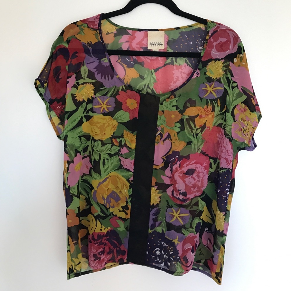Nom de Plume Floral Polyester Blouse Size Medium