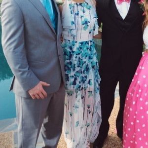 BCBG Prom Dress Sheer Chiffon (floral maxi w/slit)